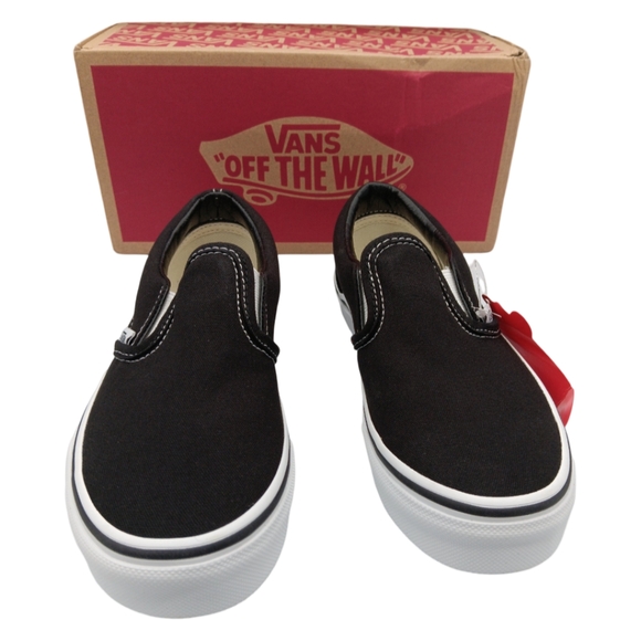 NEW VANS CLASSIC SLIP ON UNISEX VARIOUS YOUTH BLACK TRUE WHITE - Picture 5 of 10